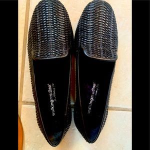 Women's Walking Cradles Foster Smoking Flat Black Woven Leather new w/o box